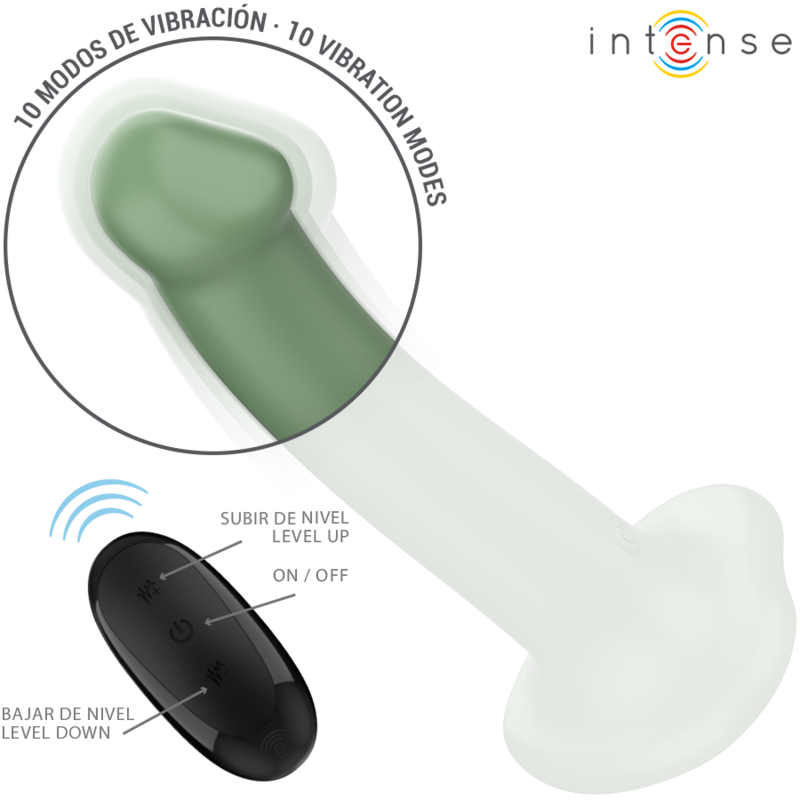 INTENSE - BECCA VIBRATOR WITH SUCTION CUP 10 VIBRATIONS GREEN REMOTE CONTROL - 3