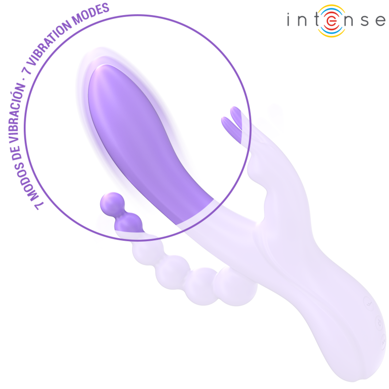 INTENSE - MIKO TRIPLE RABBIT VIBRATOR &amp; ANAL STIMULATOR 7 VIBRATIONS PURPLE