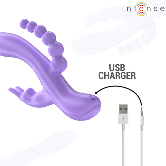 INTENSE - MIKO TRIPLE VIBRATOR RABBIT & STIMULATOR & ANAL 7 VIBRATIONS PURPLE - 1