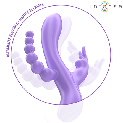 INTENSE - MIKO TRIPLE RABBIT VIBRATOR &amp; ANAL STIMULATOR 7 VIBRATIONS PURPLE