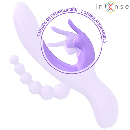INTENSE - MIKO TRIPLE RABBIT VIBRATOR &amp; ANAL STIMULATOR 7 VIBRATIONS PURPLE