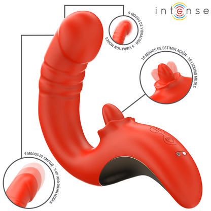 INTENSE - PAULINA U-SHAPED VIBRATOR AND STIMULATOR RED