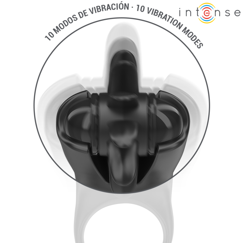 INTENSE - MABEL VIBRATING RING 10 VIBRATIONS WITH BLACK CLITORAL STIMULATOR