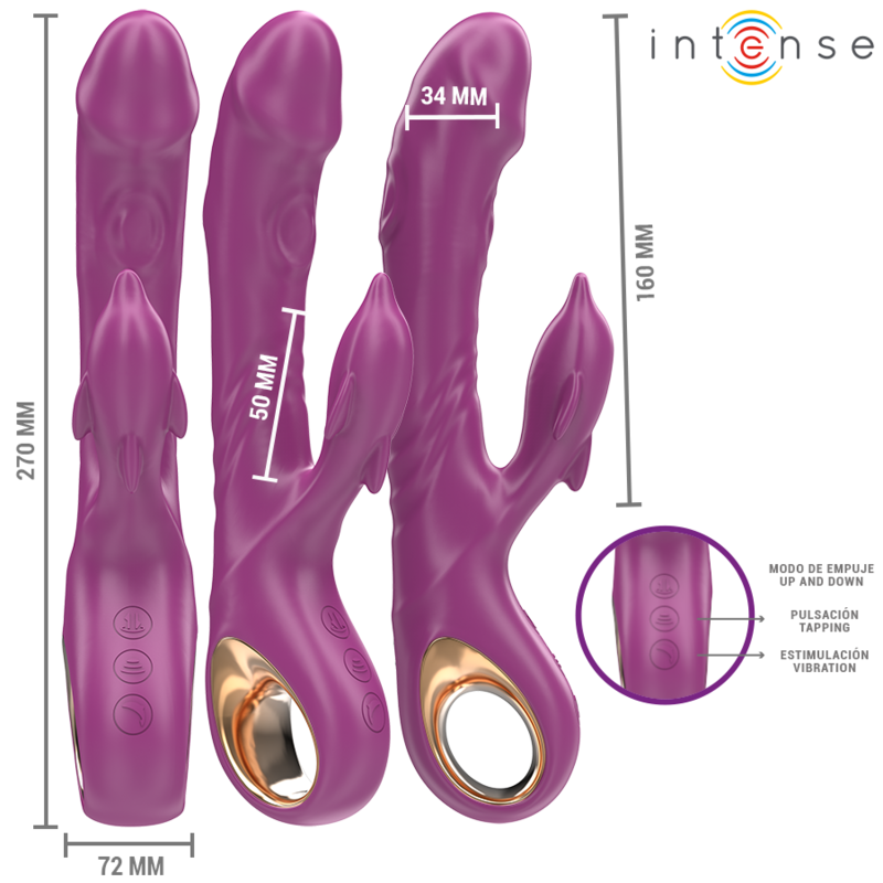 INTENSE - HALLE MULTIFUNCTION VIBRATOR WITH DOLPHIN STIMULATING TONGUE PURPLE - 2