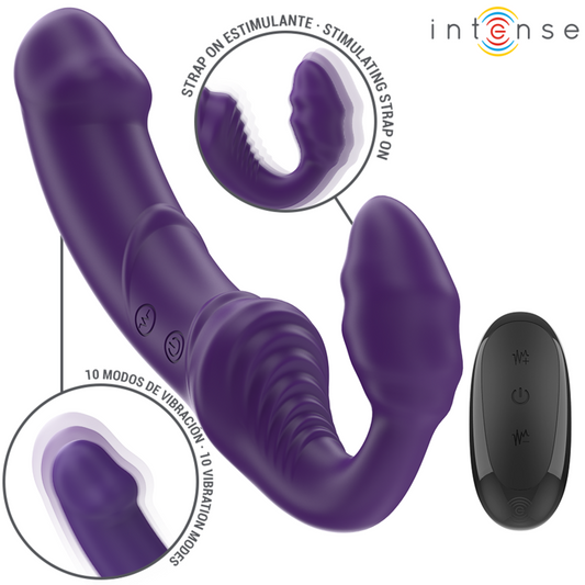 INTENSE - JILL DOUBLE VIBRATOR 20 CM PURPLE REMOTE CONTROL - 1