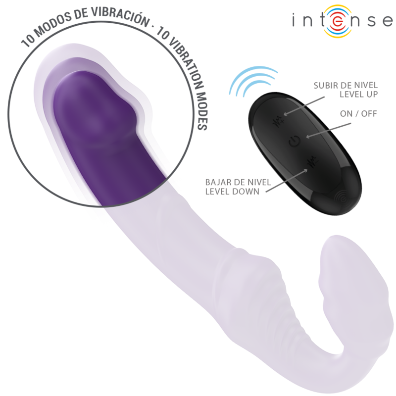 INTENSE - JILL DOUBLE VIBRATOR 20 CM PURPLE REMOTE CONTROL - 4