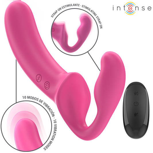 INTENSE - AMY DOUBLE VIBRATOR 20 CM PINK REMOTE CONTROL - 1