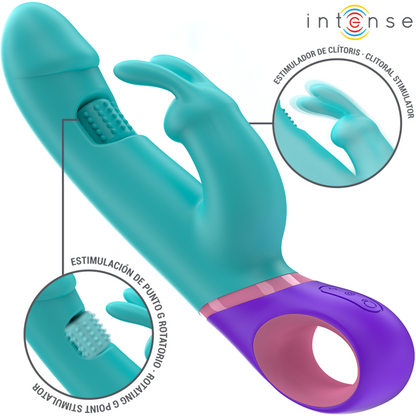 INTENSE - MONICA RABBIT VIBRATOR WITH ROTATING G-SPOT STIMULATOR BLUE - 6
