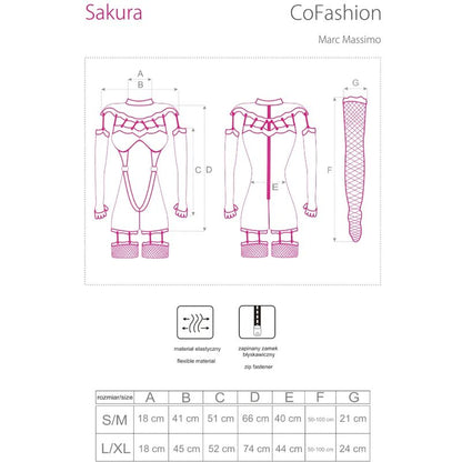 LIVCO CORSETTI FASHION - SAKURA CF 90357 TUTA + GUANTI LUNGHI + CINTURA REGGICALZE NERO S/M