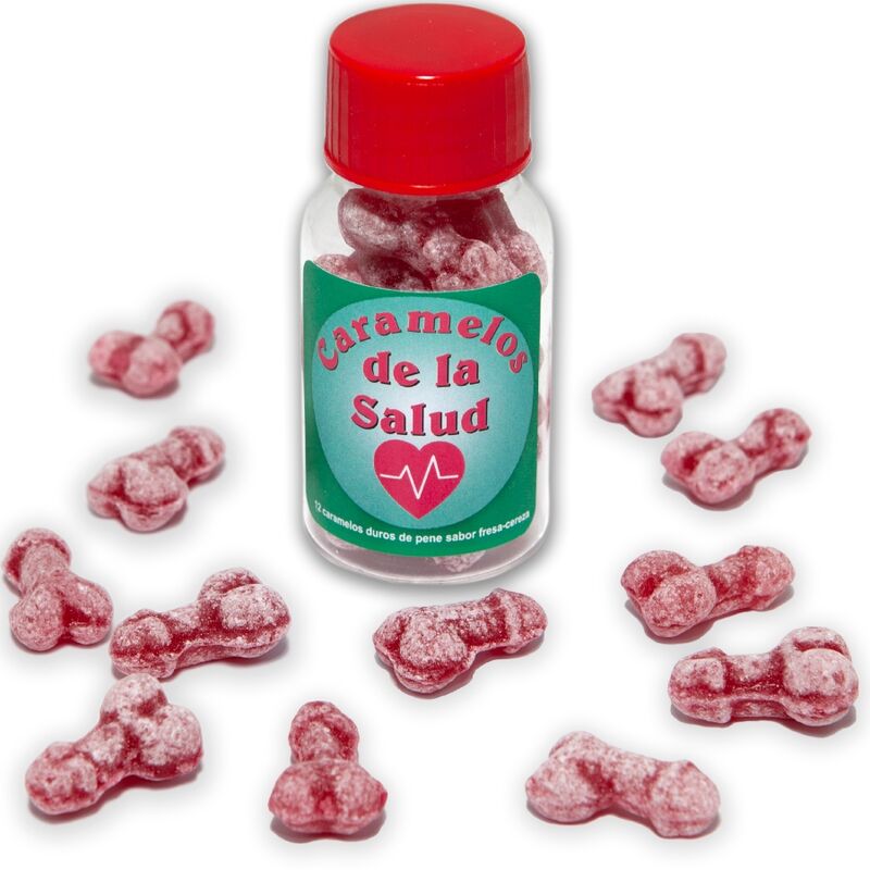 DIABLO PICANTE - 12 HEALTH CANDIES PENIS SHAPE STRAWBERRY/CHERRY - 1