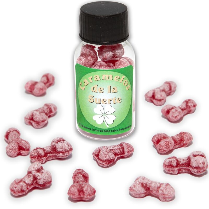 DIABLO PICANTE - 12 PENIS-SHAPED LUCKY CANDIES STRAWBERRY/CHERRY - 1