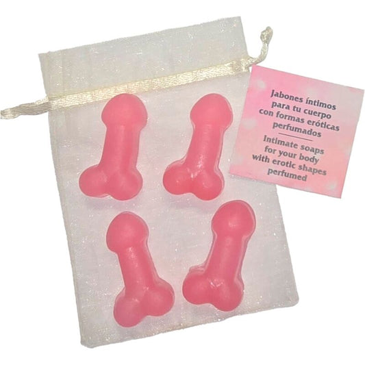 DIABLO PICANTE - 4 PENIS-SHAPED PERFUMED MINI SOAPS PINK - 1