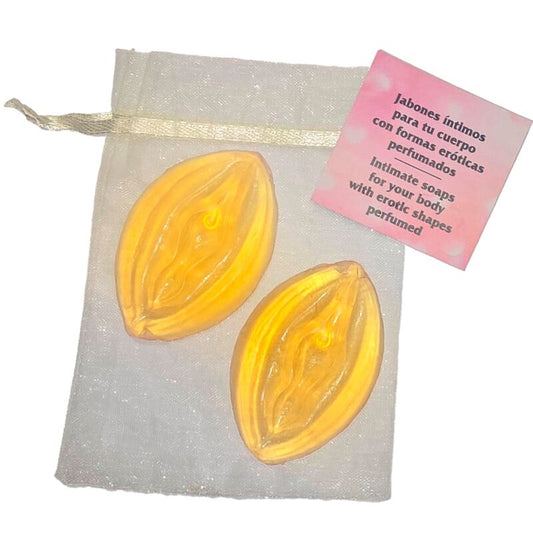 DIABLO PICANTE - 2 VAGINA SHAPED PERFUMED SOAPS YELLOW - 1