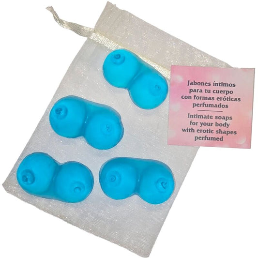 DIABLO PICANTE - 4 MINI SCENTED SOAPS SHAPED BREASTS BLUE - 1