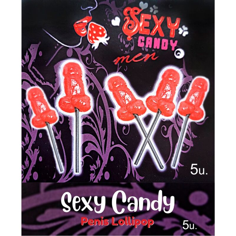 DIABLO PICANTE - BOX OF 5 CHERRY PENIS SHAPED LOLLIPOPS - 1