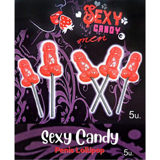 DIABLO PICANTE - BOX OF 5 CHERRY PENIS SHAPED LOLLIPOPS - 1