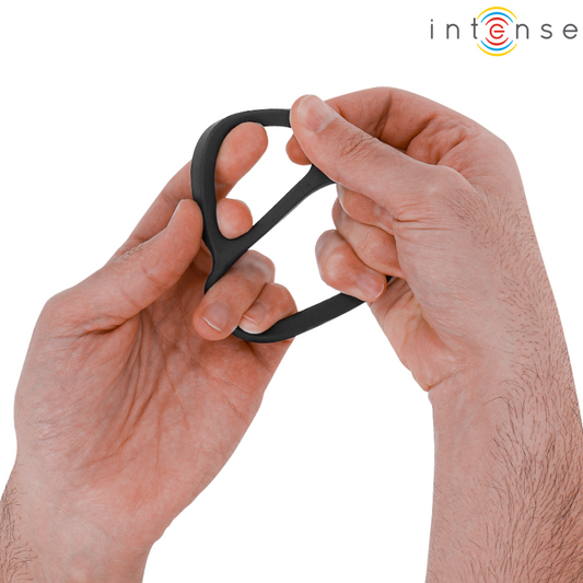 INTENSE - BOBBY DOUBLE SILICONE PENIS RING BLACK - 1