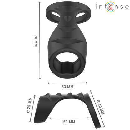 INTENSE - THEO DOUBLE SILICONE PENIS RING BLACK MODEL 3 - 5