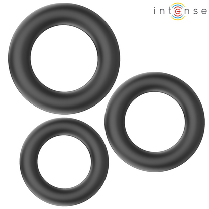 INTENSE - HUGH 3 BASIC BLACK SILICONE COCK RINGS