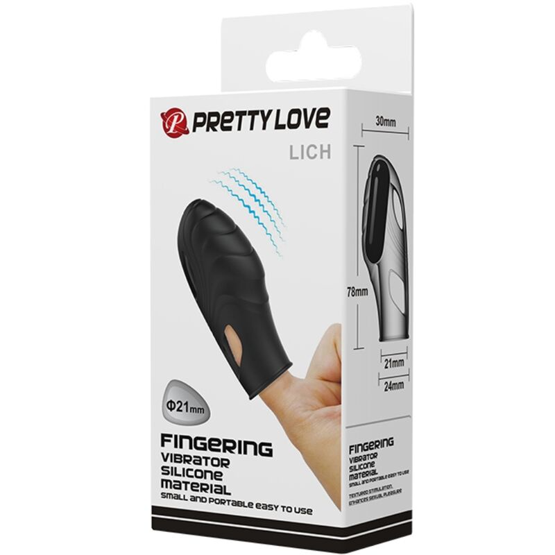 PRETTY LOVE - LICH SILICONE FINGER VIBRATOR BLACK - 8