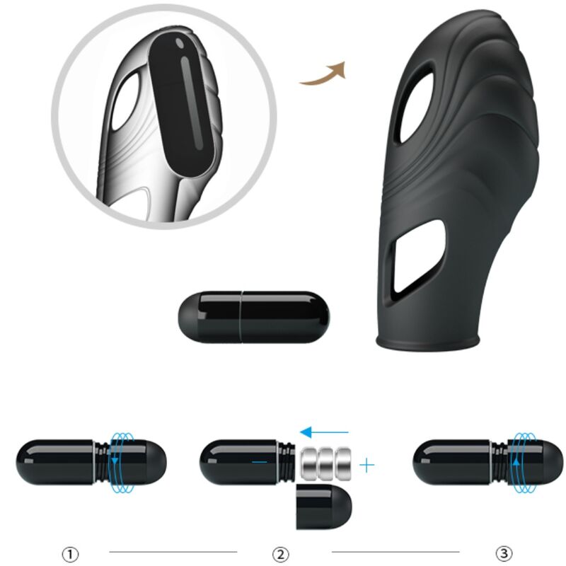 PRETTY LOVE - LICH SILICONE FINGER VIBRATOR BLACK - 1