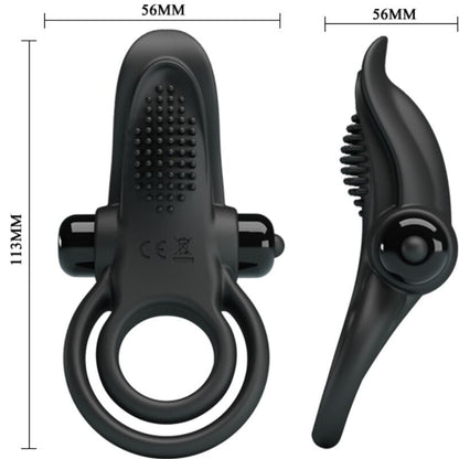 PRETTY LOVE - DOUBLE VIBRATING RING + CLITORAL STIMULATOR 10 VIBRATIONS BLACK