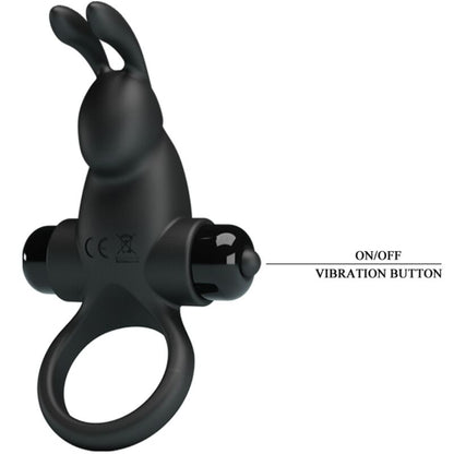 PRETTY LOVE - VIBRATING RING + 10-VIBRATION RABBIT CLITORAL STIMULATOR, BLACK