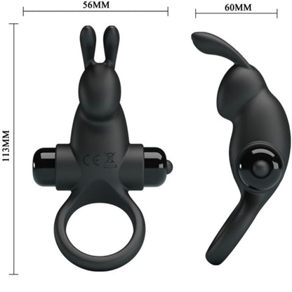 PRETTY LOVE - VIBRATING RING + RABBIT CLITORIS STIMULATOR 10 VIBRATIONS BLACK - 5
