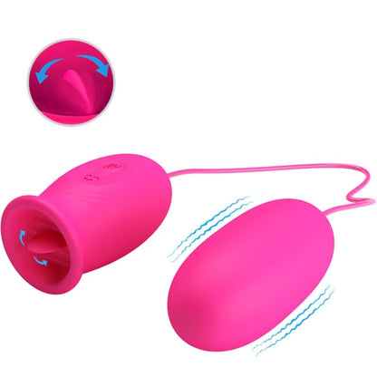 PRETTY LOVE - Daisy-Shaped Vibrating Egg + Clitoral Stimulating Tongue PINK