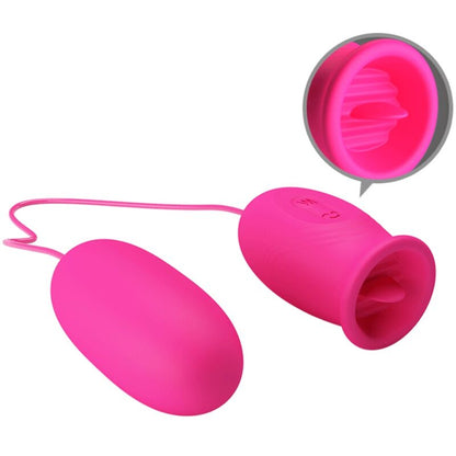 PRETTY LOVE - Daisy-Shaped Vibrating Egg + Clitoral Stimulating Tongue PINK