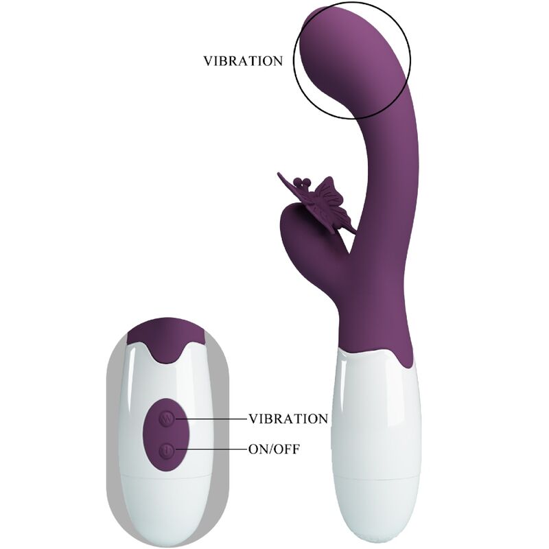 PRETTY LOVE - BUTTERFLY KISS RABBIT VIBRATOR & G-SPOT STIMULATOR PURPLE - 3