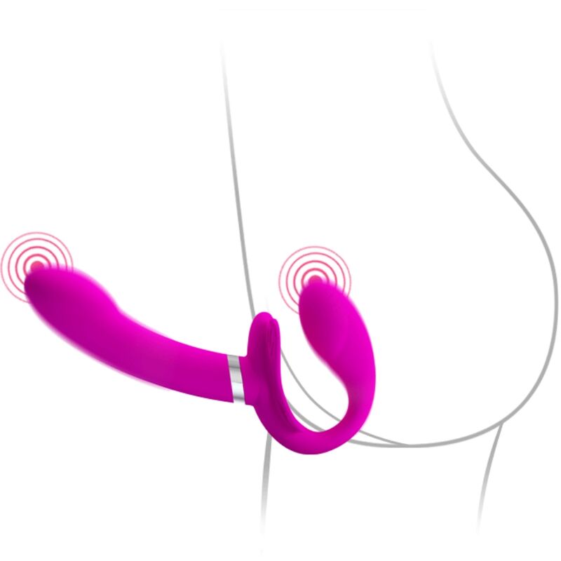 PRETTY LOVE - VALERIE DOUBLE STRAP-ON VIBRATOR 12 VIBRATIONS PURPLE - 6