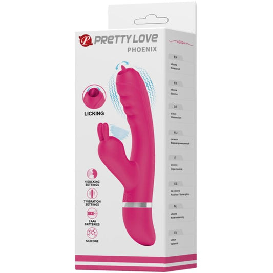 PRETTY LOVE - PHOENIX MULTIFUNCTION RABBIT VIBRATOR PINK - 1