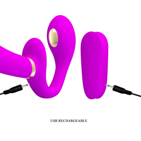PRETTY LOVE - THUNDERBIRD DOUBLE STRAP-ON VIBRATOR REMOTE CONTROL PURPLE - 1