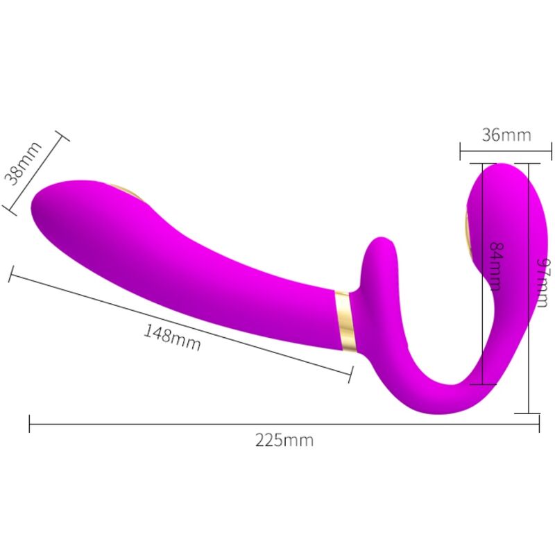 PRETTY LOVE - THUNDERBIRD DOUBLE STRAP-ON VIBRATOR REMOTE CONTROL PURPLE - 3