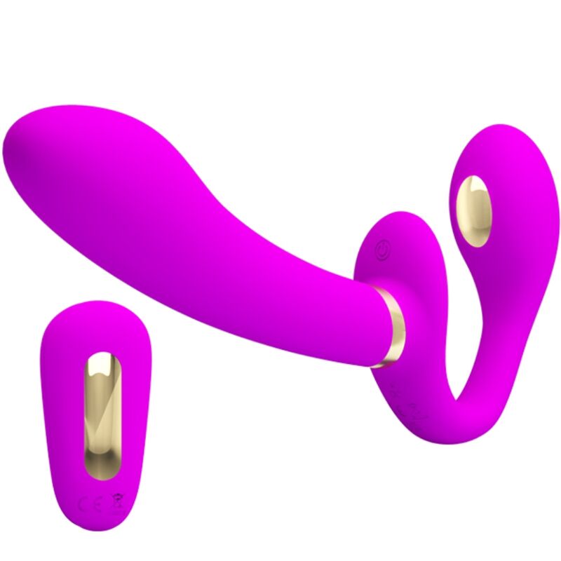 PRETTY LOVE - THUNDERBIRD DOUBLE STRAP-ON VIBRATOR REMOTE CONTROL PURPLE - 7