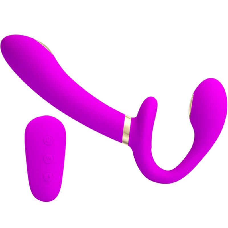 PRETTY LOVE - THUNDERBIRD DOUBLE VIBRATOR WITH STRAP-ON AND REMOTE CONTROL PURPLE