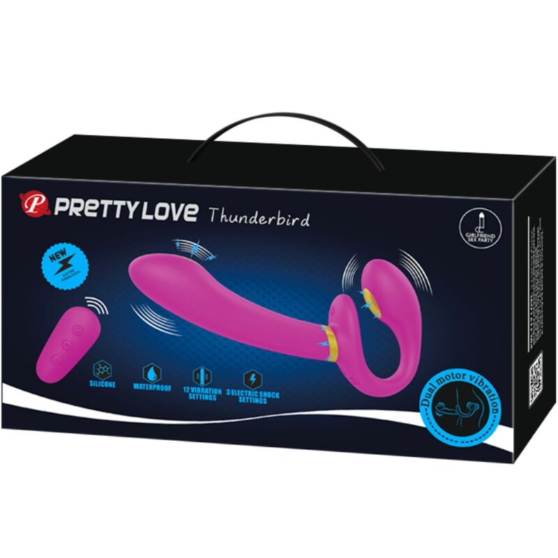 PRETTY LOVE - THUNDERBIRD DOUBLE STRAP-ON VIBRATOR REMOTE CONTROL PURPLE - 5