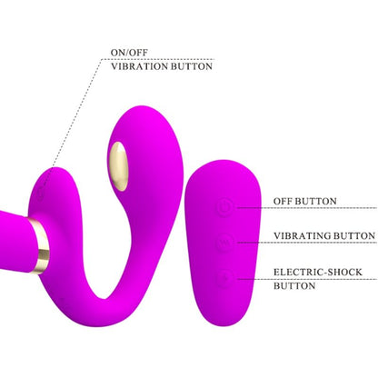 PRETTY LOVE - THUNDERBIRD DOUBLE VIBRATOR WITH STRAP-ON AND REMOTE CONTROL PURPLE