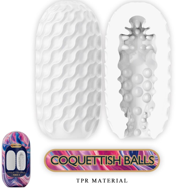PRETTY LOVE - COQUETTISH BALLS SILICONE MALE MASTURBATOR WHITE - 1