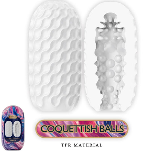 PRETTY LOVE - COQUETTISH BALLS SILICONE MALE MASTURBATOR WHITE - 1