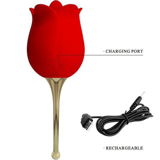 PRETTY LOVE - ROSE LOVER CLITORAL STIMULATOR ROSE 12 VIBRATIONS RED