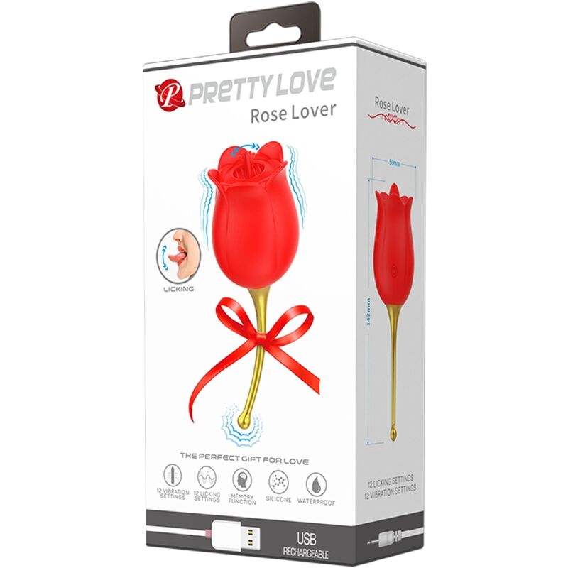 PRETTY LOVE - ROSE LOVER ROSE CLITORIS STIMULATOR 12 VIBRATIONS RED - 3
