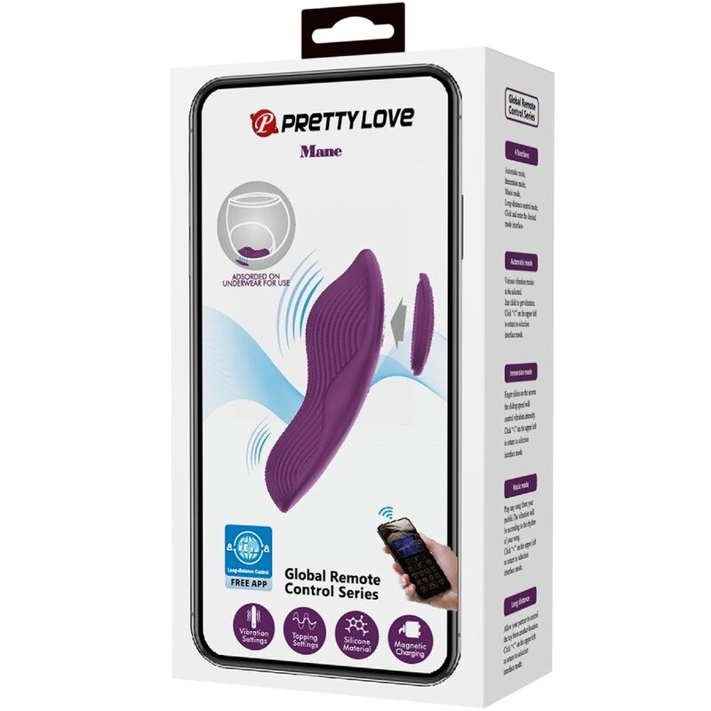 PRETTY LOVE - MANE LAY ON CLITORAL MASSAGER 10 VIBRATIONS REMOTE CONTROL PURPLE