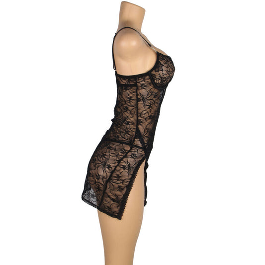 SUBBLIME - 954185 LACE BABYDOLL WITH ADJUSTABLE STRAPS BLACK S/M - 1