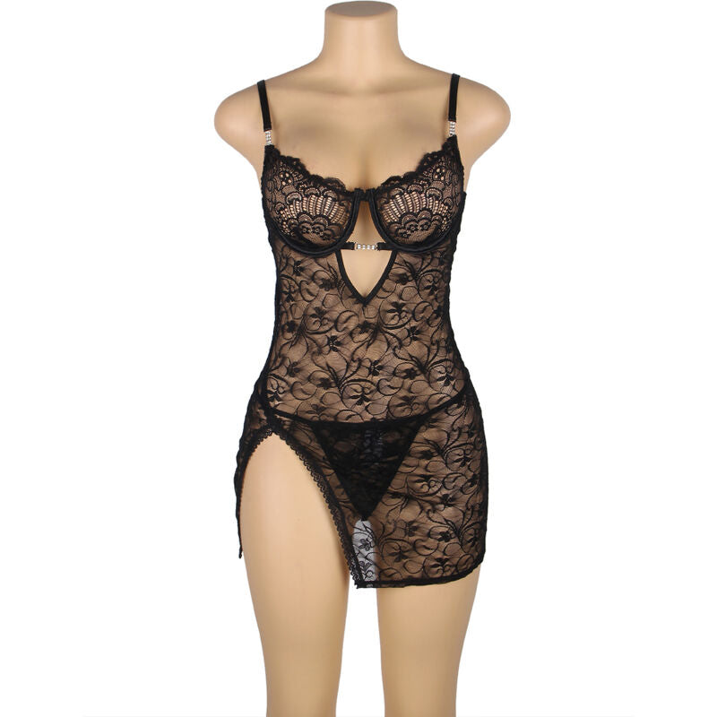 SUBBLIME - 954185 LACE BABYDOLL WITH ADJUSTABLE STRAPS BLACK S/M - 2