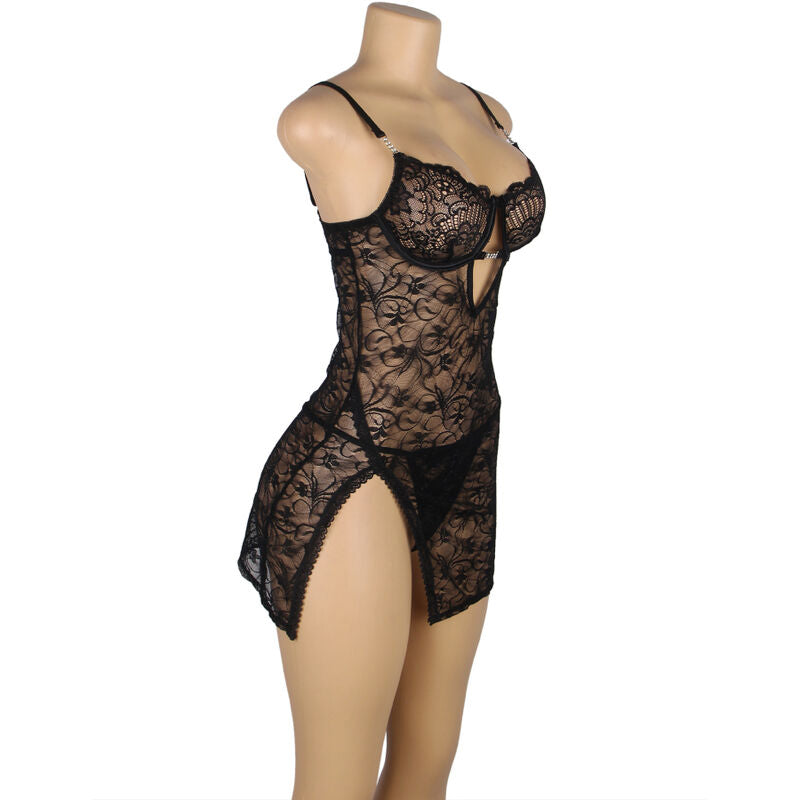 SUBBLIME - 954185 LACE BABYDOLL WITH ADJUSTABLE STRAPS BLACK S/M - 7