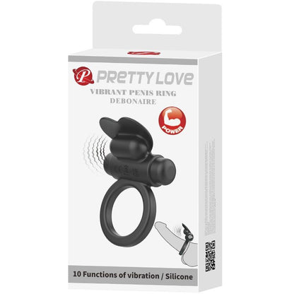 PRETTY LOVE - DEBONAIRE VIBRATING RING RABBIT 10 VIBRATIONS BLACK - 1