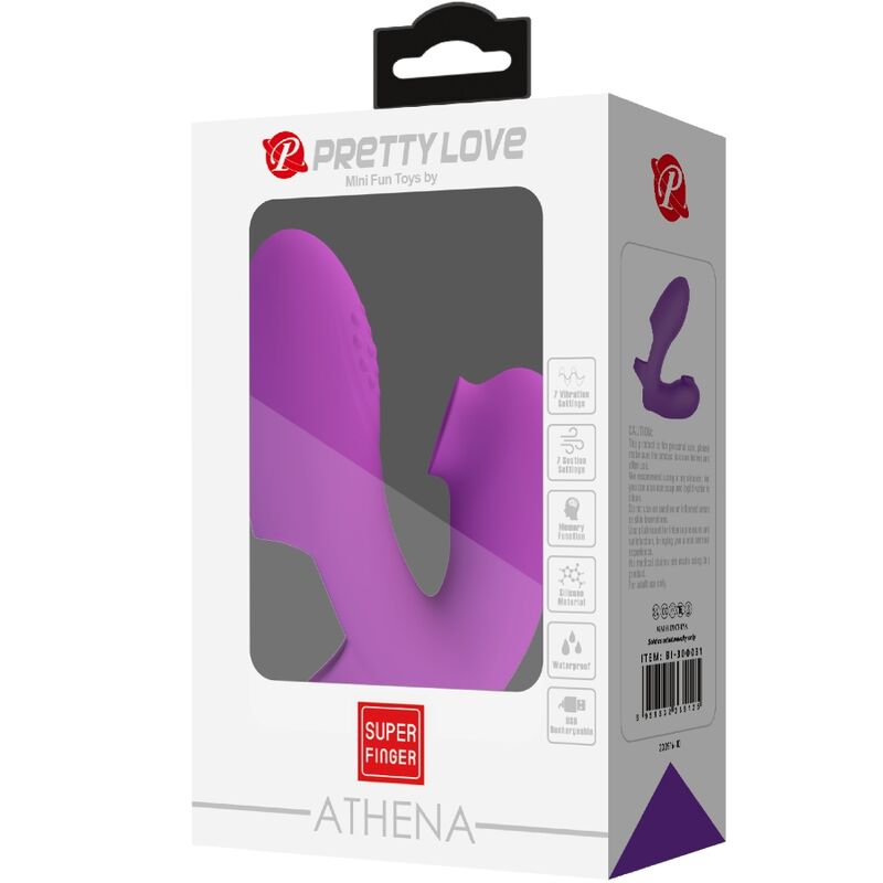 PRETTY LOVE - ATHENA FINGER VIBRATOR WITH CLITORAL STIMULATOR PURPLE