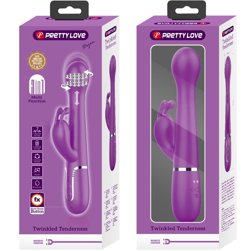 PRETTY LOVE - DEJON 3 IN 1 MULTIFUNCTION RABBIT VIBRATOR  PURPLE - 6